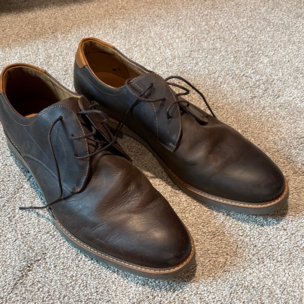 NWOT Florsheim men’s round toe Oxford wood and rubber sole genuine leather 13